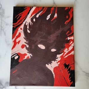 Phonk hand painted acrylic art boy on fire